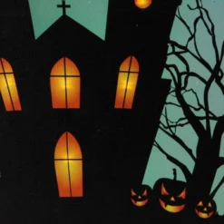 Northlight 23.5" Halloween Prelit LED Church In Cemetery Canvas Wall Art - Teal Blue/Black -Home Decor GUEST 6017c8dc 9d7c 4439 9b87 acc7ef24a2f8