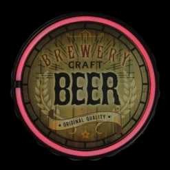 Northlight LED Craft Beer Bottle Cap Neon Lighted Wall Sign - 12.5" - Red