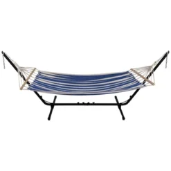 Northlight Striped Macrame Quilted Two Person Double Hammock - 9' X 56" - Blue And Cream -Home Decor GUEST 62116fab d179 466f 86a4 29c2ba685e2a