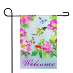 Northlight Welcome Hummingbird Floral Outdoor Garden Flag 12.5" X 18"