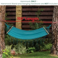 Northlight Hammock With Netted Fringe And Wooden Bars - 100" X 41" - Teal Green -Home Decor GUEST 630bfcde b03c 4420 8371 d80e63fa9c37