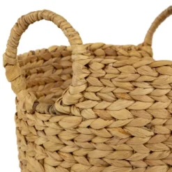 Northlight Set Of 2 Beige Textured Water Hyacinth Woven Storage Baskets With Handles - 15.75" -Home Decor GUEST 64c433d6 43a3 4748 8211 c56aa9c290cd