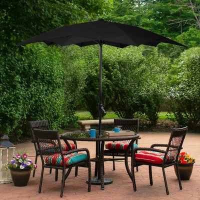 Northlight 8.5ft Outdoor Patio Lotus Umbrella With Hand Crank, Black 1 Northlight 8.5ft Outdoor Patio Lotus Umbrella With Hand Crank, Black