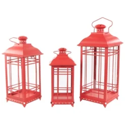 Northlight Set Of 3 Red Mission Style Candle Lanterns 19.5" -Home Decor GUEST 65c6ccf2 3893 49e5 8bea bb56d3bdff05