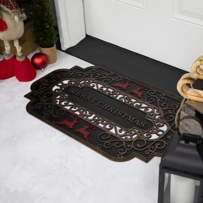Northlight Black And Copper Reindeer "Merry Christmas" Doormat 18" X 30" 2 Northlight Black And Copper Reindeer "Merry Christmas" Doormat 18" X 30" - Image 2