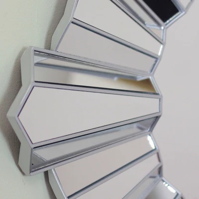 Northlight 25" Silver Matte Sunburst Wave Glass Round Wall Mirror 1 Northlight 25" Silver Matte Sunburst Wave Glass Round Wall Mirror