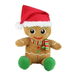 Northlight 11" Brown And Red Plush Sitting Gingerbread Man Christmas Figurine