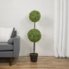 Northlight 4' Unlit Artificial Potted Two Tone Green Double Ball Boxwood Topiary Garden Tree