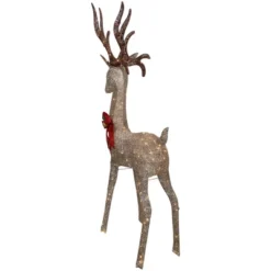 Northlight 74" LED Lighted Champagne Deer With Red Bow Outdoor Christmas Decoration -Home Decor GUEST 6a2401a7 d1a4 4a92 a40a a3c433f53c0d