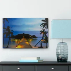 Northlight LED Lighted Tropical Paradise Island Beach Scene Canvas Wall Art 23.5"