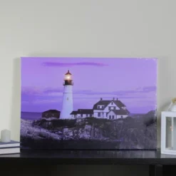 Northlight LED Lighted Coastal Lighthouse Home With Sunset Canvas Wall Art 15.75" X 23.5" -Home Decor GUEST 6e01c05e 0a77 4a10 87a6 d2ab8c3d7c9c