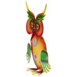 Northlight 11" Orange And Green Metal Owl Outdoor Decoration -Home Decor GUEST 6ec314e4 5557 43e4 b2ba b99836ff55e4
