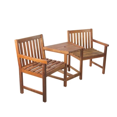 Northlight 70" Acacia Jack And Jill Chair With Table Outdoor Patio Set - Brown 1 Northlight 70" Acacia Jack And Jill Chair With Table Outdoor Patio Set - Brown