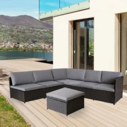 Northlight 4-Piece Savannah Resin Wicker Outdoor Patio Modular Sectional Set With Cushions -Home Decor GUEST 71c045a9 334f 475e bb5f c1ed7bc3caf9