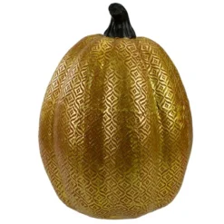 Northlight 9.75" Gold And Orange Greek Key Textured Autumn Pumpkin Tabletop Decoration -Home Decor GUEST 72a288b4 a2e8 48eb a9d5 de43af8447b6