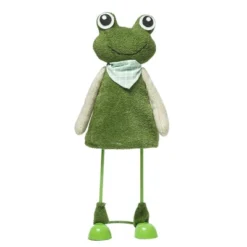 Northlight 12" Spring Frog With Scarf Standing Easter Decoration - Green/Tan