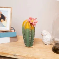 Northlight 8.5" Flowering Cactus Artificial Plant Table Top Decoration - Green/Yellow