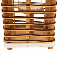 Northlight Rectangular Rattan Glass Candle Lantern With Jute Handle - 15.5" -Home Decor GUEST 76dc228f 0f0d 4c83 a2be 90b86e7da2d3