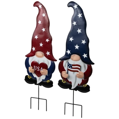 Northlight USA Patriotic Gnome Outdoor Garden Stakes - 27.5" - Set Of 2 2 Northlight USA Patriotic Gnome Outdoor Garden Stakes - 27.5" - Set Of 2 - Image 2