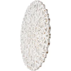 Northlight 24" Brushed Antique White Damask Round Wall Panel -Home Decor GUEST 773e186d 7e22 46e3 8fe8 d44295095589