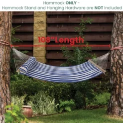 Northlight Striped Quilted Two Person Double Hammock With Pillow - 9' X 55" - Blue And Cream -Home Decor GUEST 77577863 58ba 4e1b a22e de9696662fc6