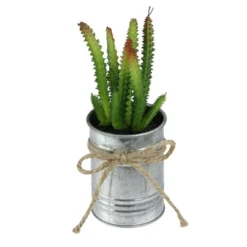 Northlight 7" Ombre Cactus Artificial Potted Plant - Green/Silver