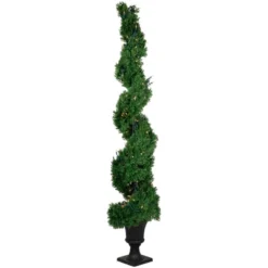 Northlight 5.5' Pre-Lit Artificial Cedar Spiral Topiary Tree In Urn Style Pot, Clear Lights -Home Decor GUEST 7886fc73 1b35 4632 8f8c 97400173b801
