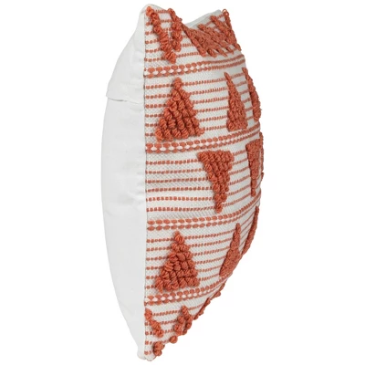 Northlight 20" Orange And Cream Handloom Woven Outdoor Square Throw Pillow 2 Northlight 20" Orange And Cream Handloom Woven Outdoor Square Throw Pillow - Image 2