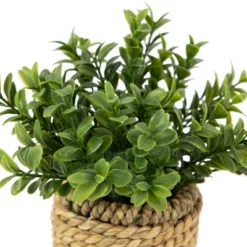 Northlight 7" Artificial Milan Leaf Bush In Rattan Basket -Home Decor GUEST 7a6d43c7 1bc3 4ed8 8194 b5c168d82bcf