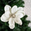 Northlight 24" Cream Magnolia Glittered Christmas Stem Spray