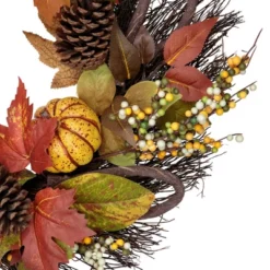 Northlight Sunflower, Pumpkin, Foliage And Pine Cone Fall Harvest Wreath - 24 Inch, Unlit