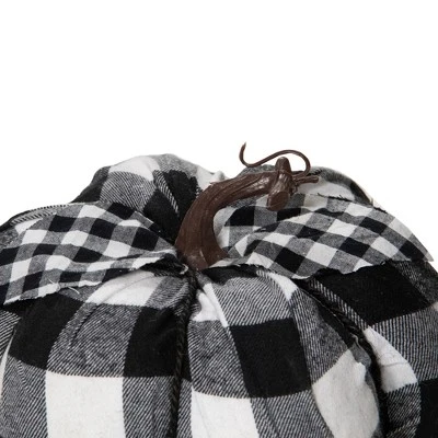Northlight 7" Black And White Buffalo Plaid Fall Harvest Tabletop Pumpkin 2 Northlight 7" Black And White Buffalo Plaid Fall Harvest Tabletop Pumpkin - Image 2