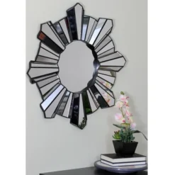 Northlight 25" Sparkling Sunburst Matte Black Round Wall Mirror -Home Decor GUEST 7e4d0ab0 f676 4bc6 a887 be609976c408
