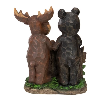 Northlight 9.75" Black Bear And Moose "Welcome" Outdoor Garden Statue 3 Northlight 9.75" Black Bear And Moose "Welcome" Outdoor Garden Statue - Image 3