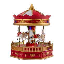Northlight 9.25" LED Lighted Animated And Musical Carousel Christmas Village Display Piece -Home Decor GUEST 80b542c1 c503 4780 910a b665f4ee5fe1