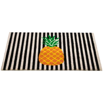 Northlight Ivory And Orange Pineapple Striped Natural Coir Outdoor Doormat 18" X 30" 3 Northlight Ivory And Orange Pineapple Striped Natural Coir Outdoor Doormat 18" X 30" - Image 3