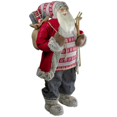 Northlight 4' Standing Santa Christmas Figure With Skis And Fur Boots 1 Northlight 4' Standing Santa Christmas Figure With Skis And Fur Boots