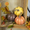 Northlight Set Of 3 Orange, Yellow And Brown Crackle Finish Fall Harvest Pumpkins 4"