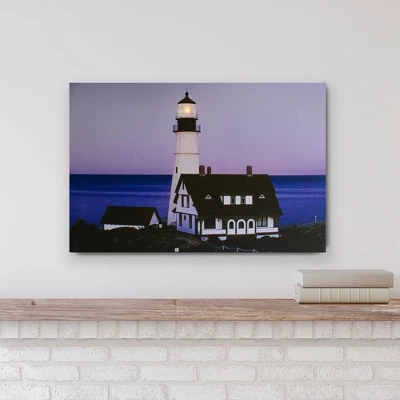 Northlight LED Lighted Dusk Lighthouse Seaside Scene Canvas Wall Art 15.75" X 23.75" 1 Northlight LED Lighted Dusk Lighthouse Seaside Scene Canvas Wall Art 15.75" X 23.75"