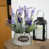 Northlight Lavender Bouquet In "Flower" Spring Basket With Handle - 12"