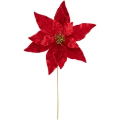 Northlight 18" Glittered Red Velvet Christmas Poinsettia Stem Spray -Home Decor GUEST 86d12fd8 f0dd 4a4f 8ca0 b4c42892e804