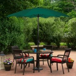 Northlight 8.5ft Outdoor Patio Lotus Umbrella With Hand Crank, Green