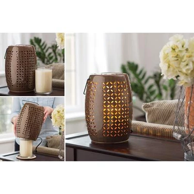 Northlight 10.25" Decorative Chestnut Brown Bellaroma Crescent Cut-Out Ceramic Candle Warmer Lantern 1 Northlight 10.25" Decorative Chestnut Brown Bellaroma Crescent Cut-Out Ceramic Candle Warmer Lantern