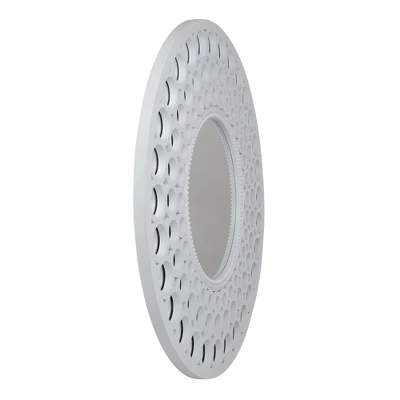 Northlight 24.75" White Cascading Circles Round Wall Mirror 1 Northlight 24.75" White Cascading Circles Round Wall Mirror