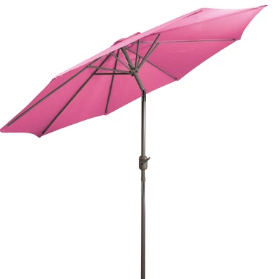 Northlight 9ft Outdoor Patio Market Umbrella With Hand Crank And Tilt, Pink 4 Northlight 9ft Outdoor Patio Market Umbrella With Hand Crank And Tilt, Pink - Image 4