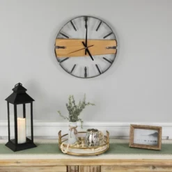 Northlight Rustic Metal Frame Wall Clock -15.75" - Black