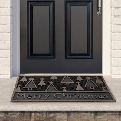Northlight Black And Gold Merry Christmas Doormat 18" X 30" 1 Northlight Black And Gold Merry Christmas Doormat 18" X 30"