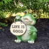 Northlight 9" Green 'Life Is Good' Frog Outdoor Garden Statue