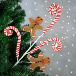 Northlight 28" Gingerbread And Candy Cane Swirls Christmas Spray