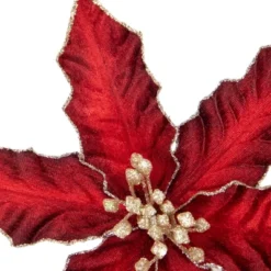 Northlight 8" Glittered Burgundy Velvet Poinsettia Floral Christmas Pick Spray -Home Decor GUEST 8b923ce9 4d2f 4b61 8f02 34993c821eff